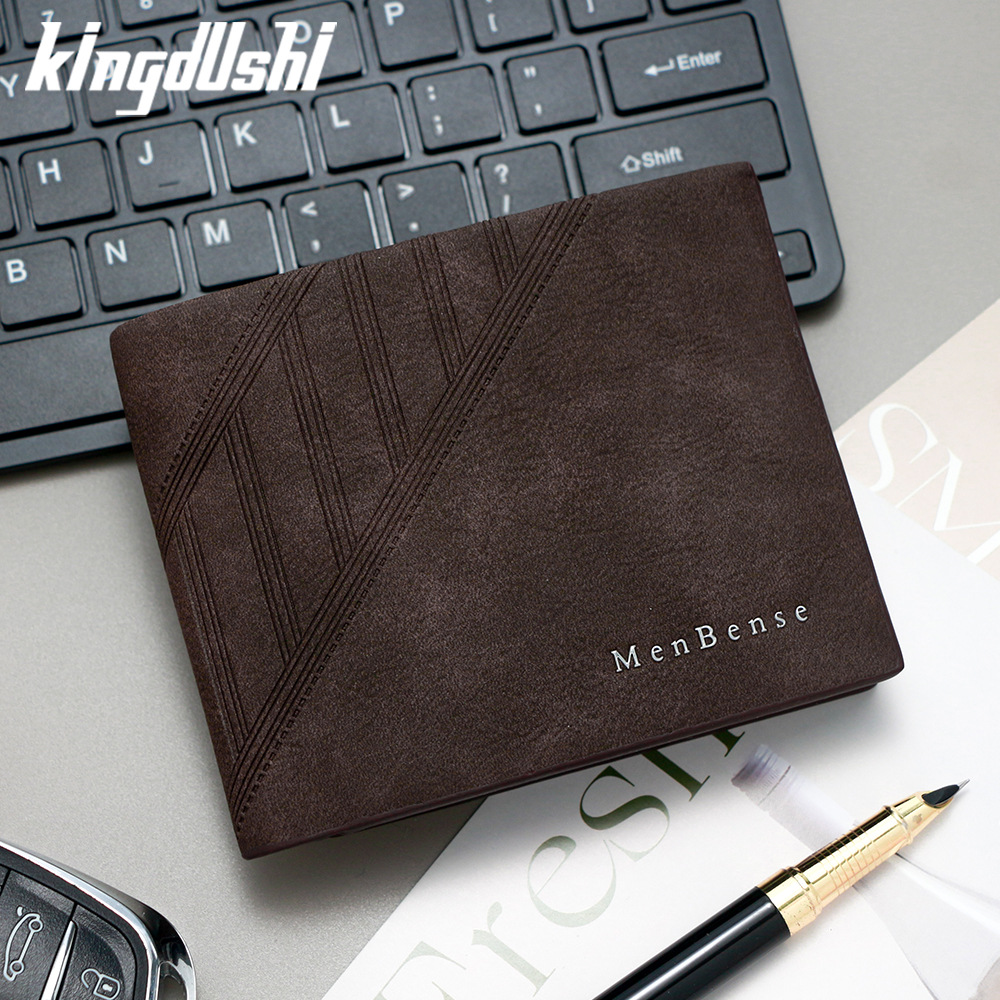 Bolso corto de pop transfronterizo de alto nivel para hombres con bisagra de tres plegables bolso de cambio para hombres con múltiples tarjetas cartera de línea oscura