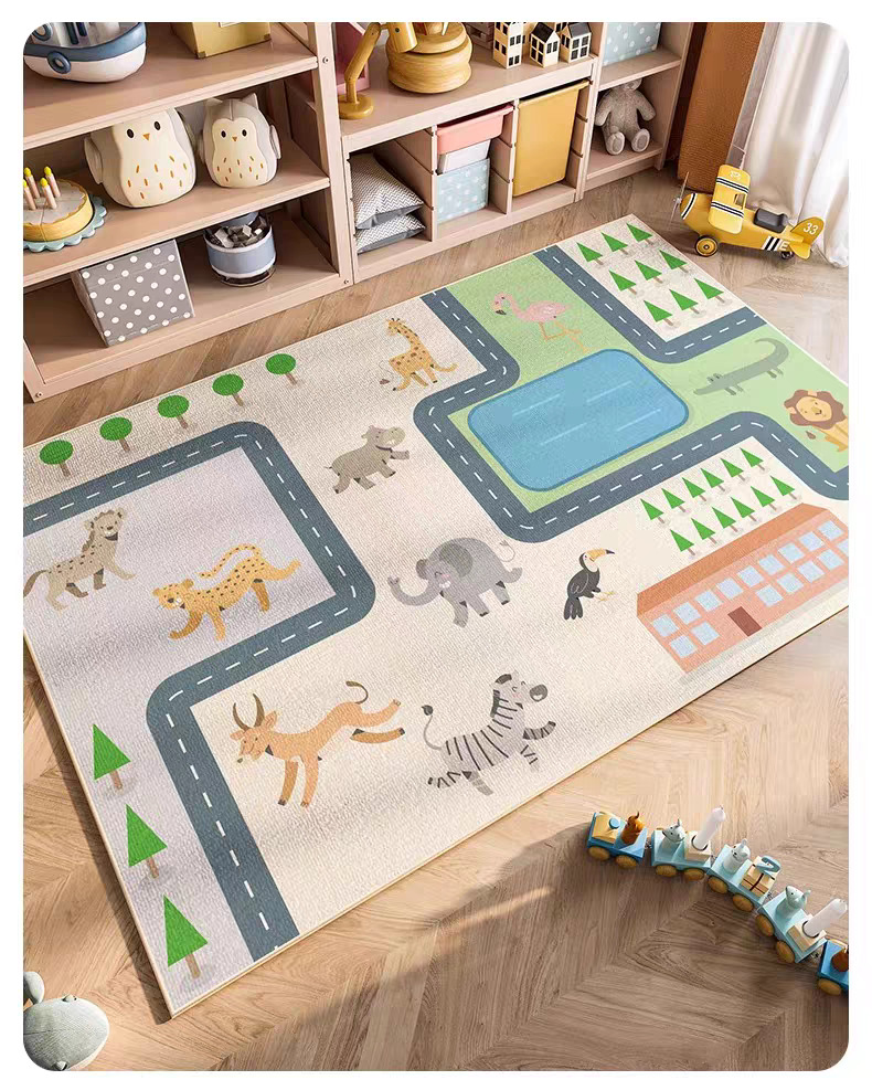 German Children's Room Carpet Reading Area Crawling Mat Parking Lot Game Play Mat Thickened Toy Area Crawling Mat