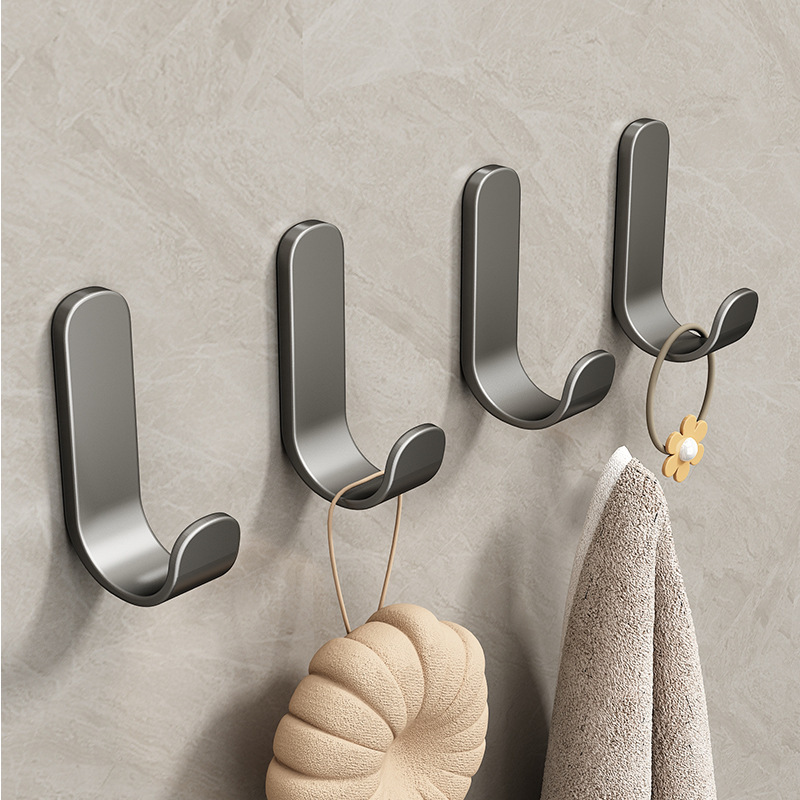 Hook with Strong Adhesive, No-Drill, for Kitchen and Bathroom Doors, Wall-Mounted, Traceless Adhesive Hook, Heavy-Duty Towel Hook