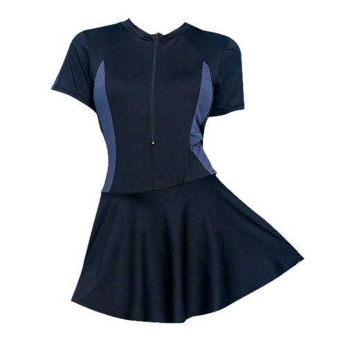 Conservative one-piece swimsuit for women, skirt-style sportswear, slimming and simple, hot spring black, summer racing swimsuit for women, wholesale