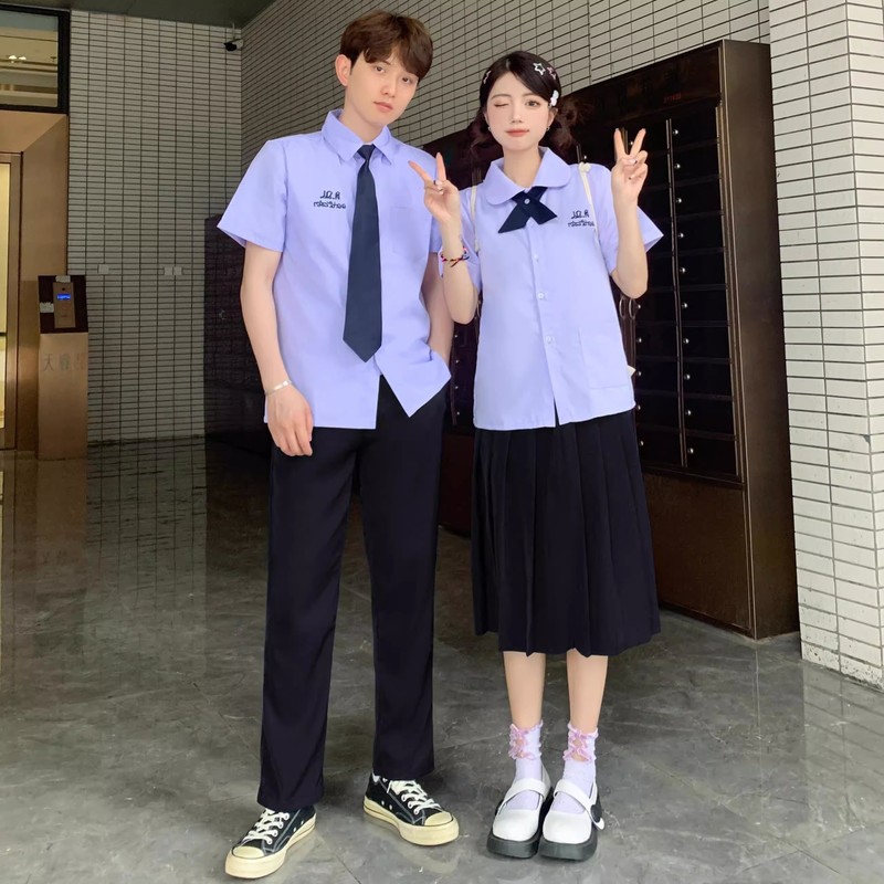 タイの学校制服 JK パフォーマンス服カレッジスタイル中学生と高校生半袖シャツ夏の卒業式制服スーツ|undefined