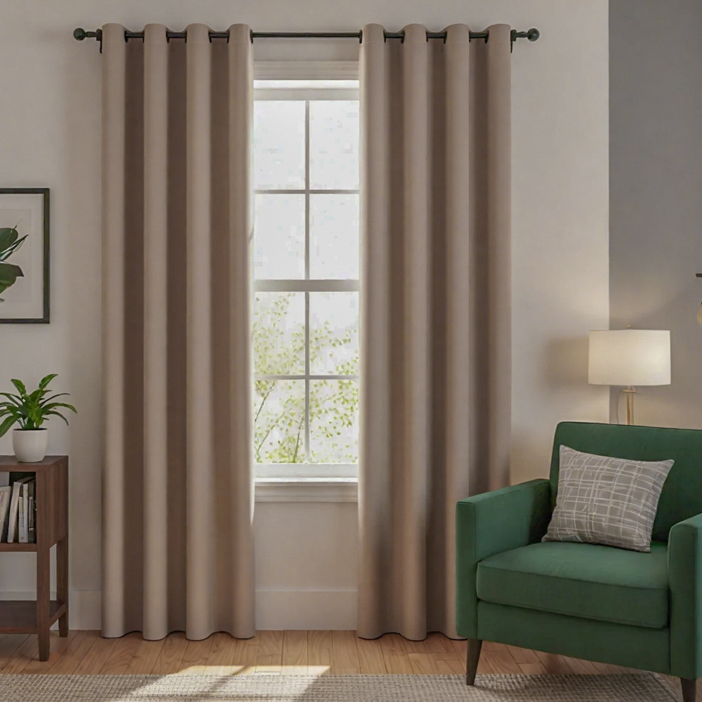 Cross-Border Temu Xiyin Spot Curtains and Screens for Modern Simple Scandinavian Style Pure Color Blackout Perforated Curtains