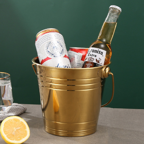 Golden stainless steel ice bucket commercial bar ktv champagne bucket ice storage bucket beer drink ice bucket
