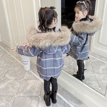 女童外套绒厚秋冬装新款儿童冬季棉衣中大童洋气毛呢大衣