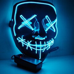 国境を越えたアマゾンled発光黒v字マスク冷光ハロウィーンマスク鬼歩舞発光マスク
