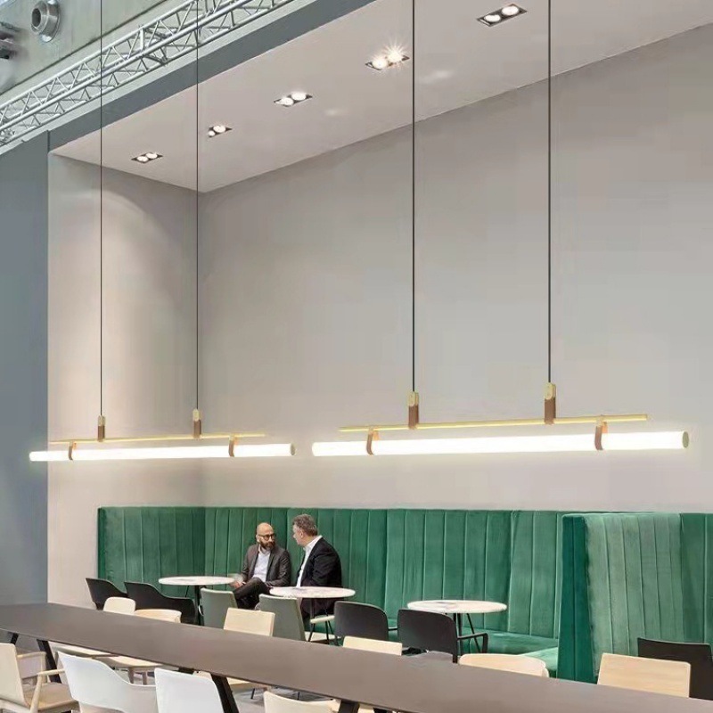 Lámpara de restaurante minimalista nórdica moderna mesa de comedor minimalista lámpara de bar personalidad creativa de oficina una luz de tira larga