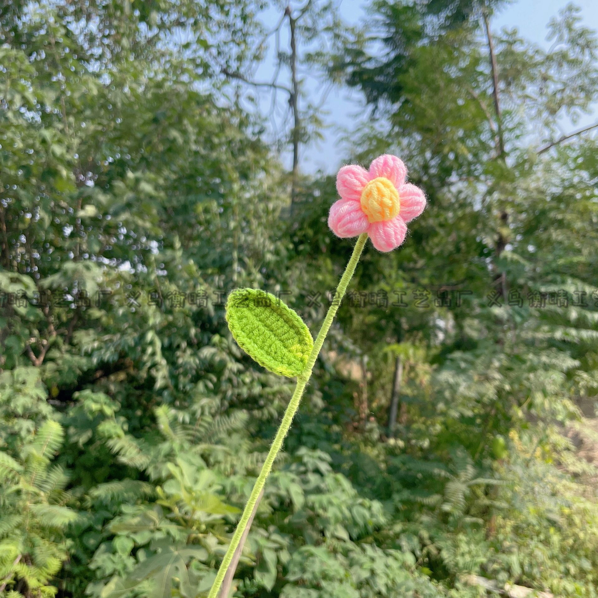 Lily tejido a mano acabado rosa Lily Tulip flor artificial lana ramo regalo