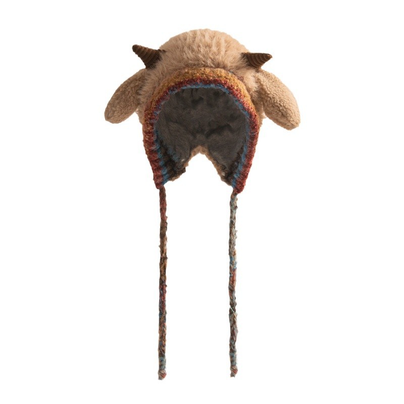 Sombrero infantil de invierno de moda peluche lindo pequeño sombrero de lana para niñas protector de orejas de aire extranjero grueso y cálido sombrero de lana