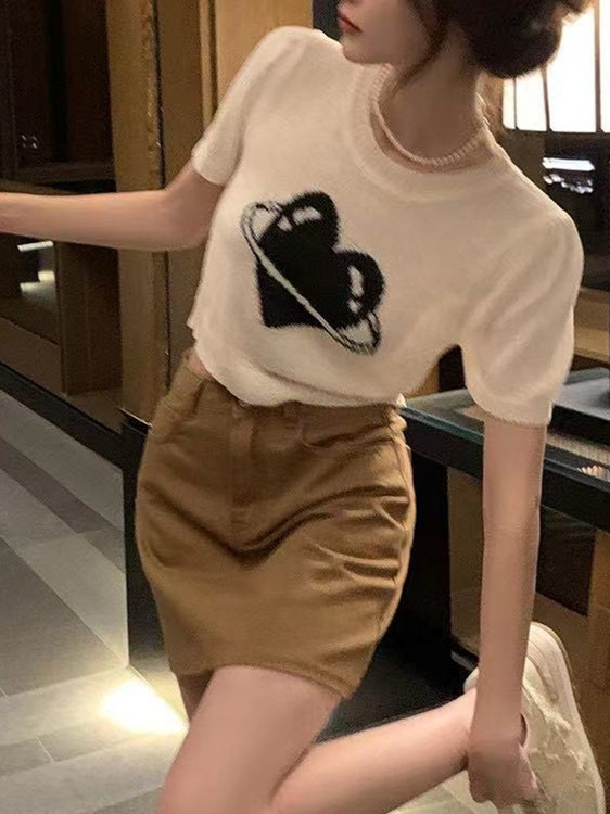 新しい日焼け止めスタイルのショートパフスリーブ半袖中空薄手のセーター夏の女性用|undefined