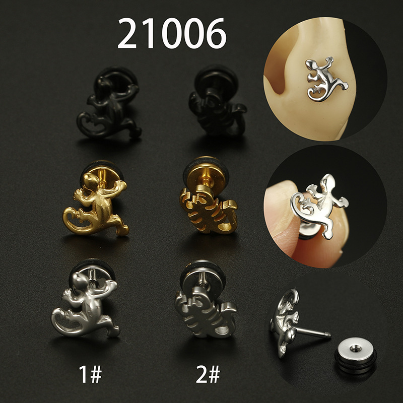 316L Stainless Steel Ear Needle Material 18K Real Gold Plated Plating Material 18K Real Gold Plated Stainless Steel PVD Coated Stone-Free Insect Plating Fashion Ear Studs For Unisex