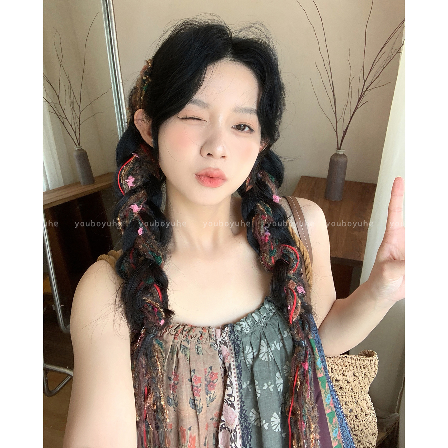 波西米亚彩绳编发发夹女复古异域民族风头绳脏辩2025新款个性发饰