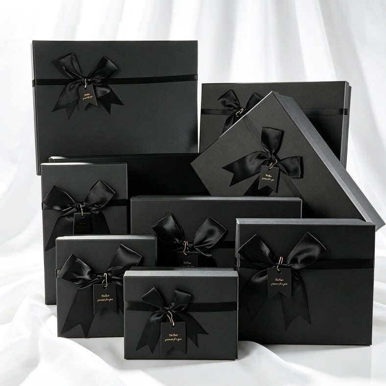 Classic Black Bow Gift Box Valentine's Day Birthday Large and Small Gift Boxes Cross-Border Romantic Holiday Gift Box Empty Box