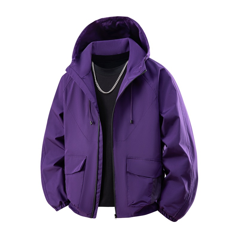 新款户外连帽冲锋衣潮牌工装外套三防情侣登山服夹克男山外套跨境