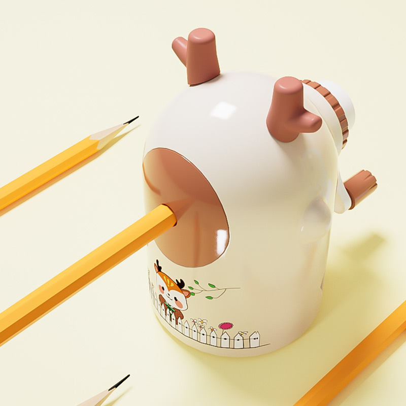 7817 Reno pequeño bolígrafo automático sacapuntas dibujos animados simple sacapuntas de manivela para niños moda papelería creativa