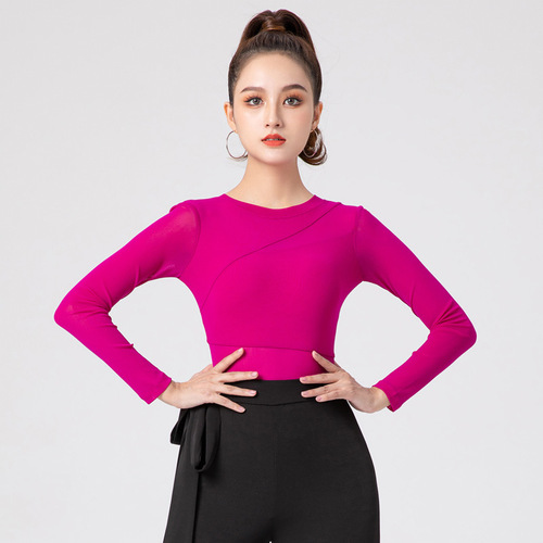 A drop-shipping Latin dance costume for women, modern dance tops, long-sleeved body suits, dance suits, jitterbug dance suits, one-piece