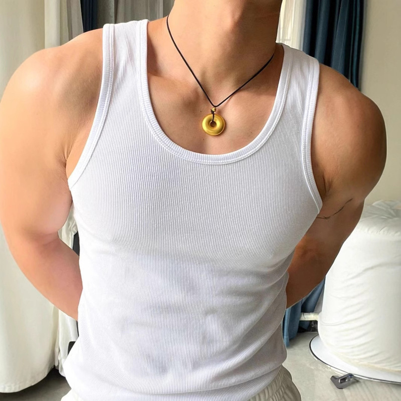 American Vest Heavy Thick Thread Tight Training Sports Show Muscle Fitness Base Waistcoat Men's Sleeveless Summer