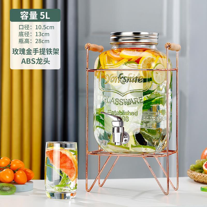 Cubo de cerveza de vidrio con grifo Cubo de bebida casera Cubo de té de frutas Cubo de cola contenedor Internet celebridad jugo puede botella de burbuja