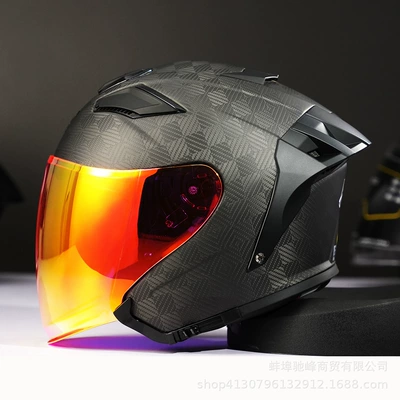 Helmet Electric Vehicle Half Helmet: Motosiklet kaskı (dəbilqə) - 12k-matte-black-transparent-powder-coated-lenses-m