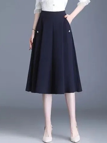 Spring 2025 New Pockets Word Skirt Mid-Length Elegant Versatile Elastic Waist Semi-Cut Skirt for Girls and Boys