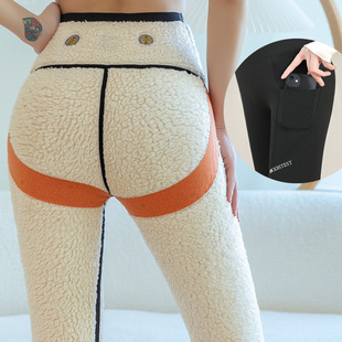 Shark Pants Outer Wear Women's Cloud Fleece-Lined Thickeneded New Flap Pocket Pants Barbie Gray Leggings Autumn and Winter