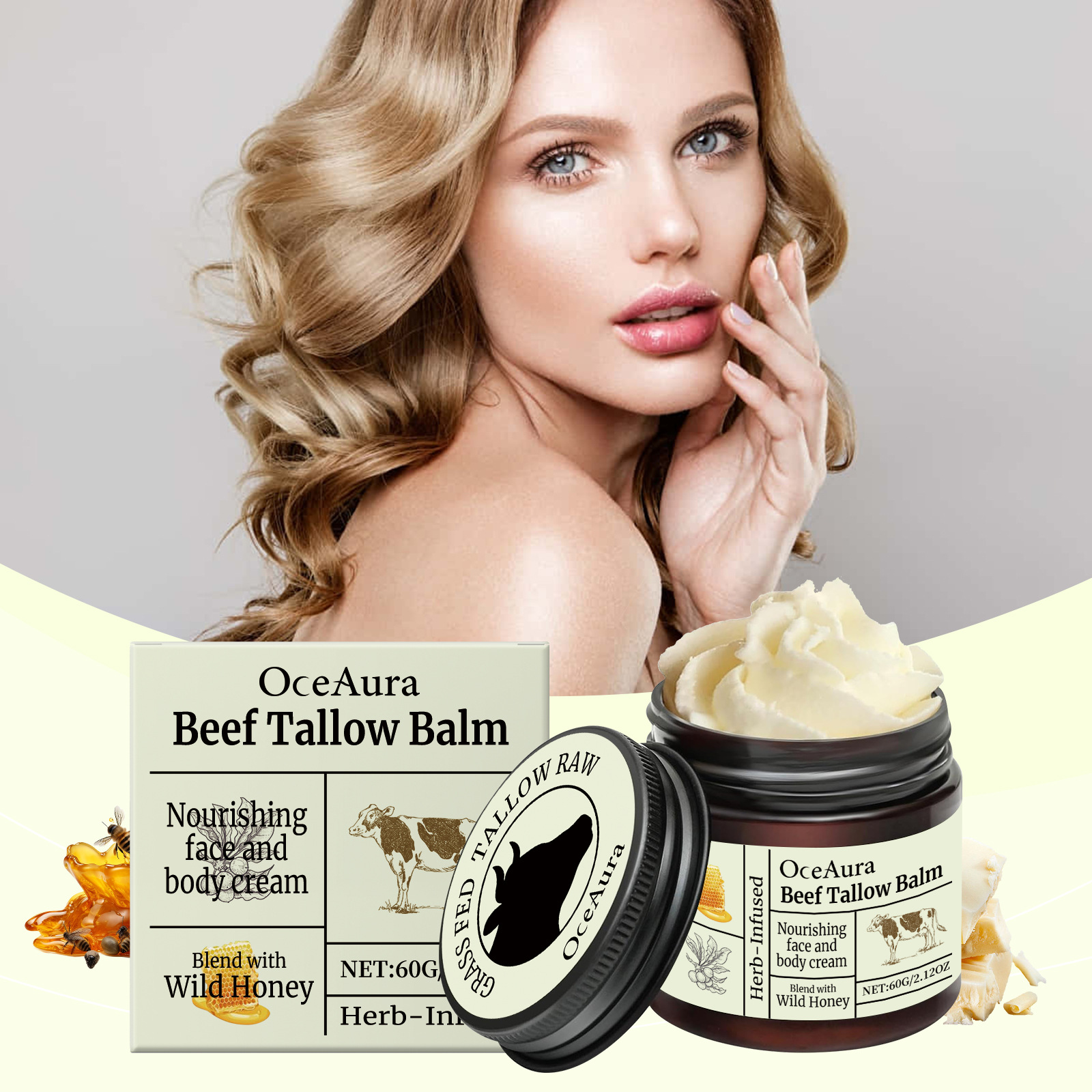 OCEAURA Butter Honey Nourishing Cream Deep Moisturizing Improve Dry Skin Gentle Nourishing Cream