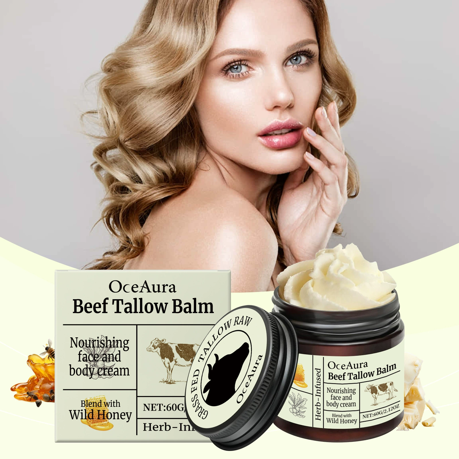 OCEAURA Butter Honey Питательный увлажняющий крем Глубоко увлажняющий уход за сухой кожей Нежный питательный крем