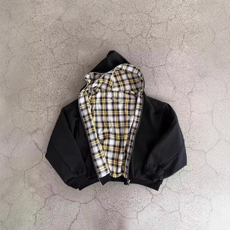 2025 Aliexpress Simple Korean Style Dark Simple Reversible Zipper Sweatshirt Jacket