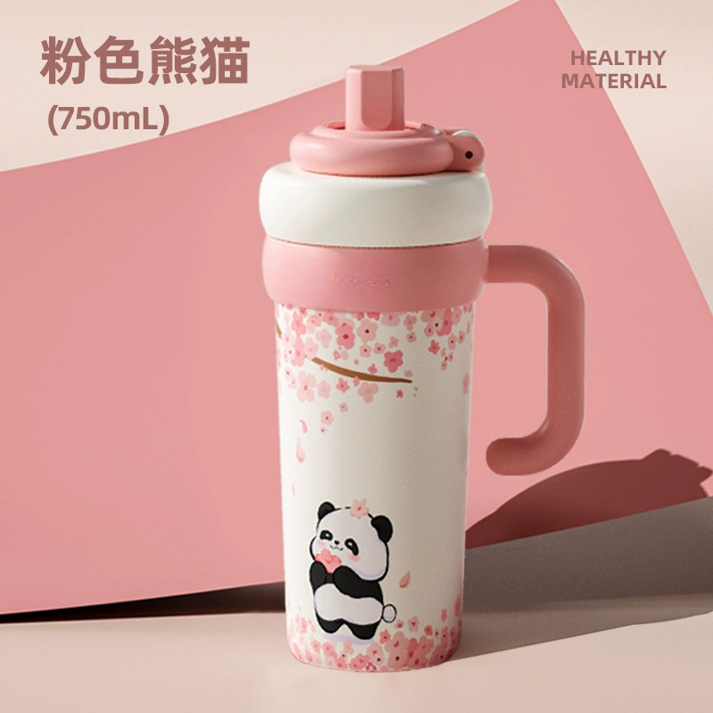 Capacious glass, tea cup, high quality ceramic straw with glass