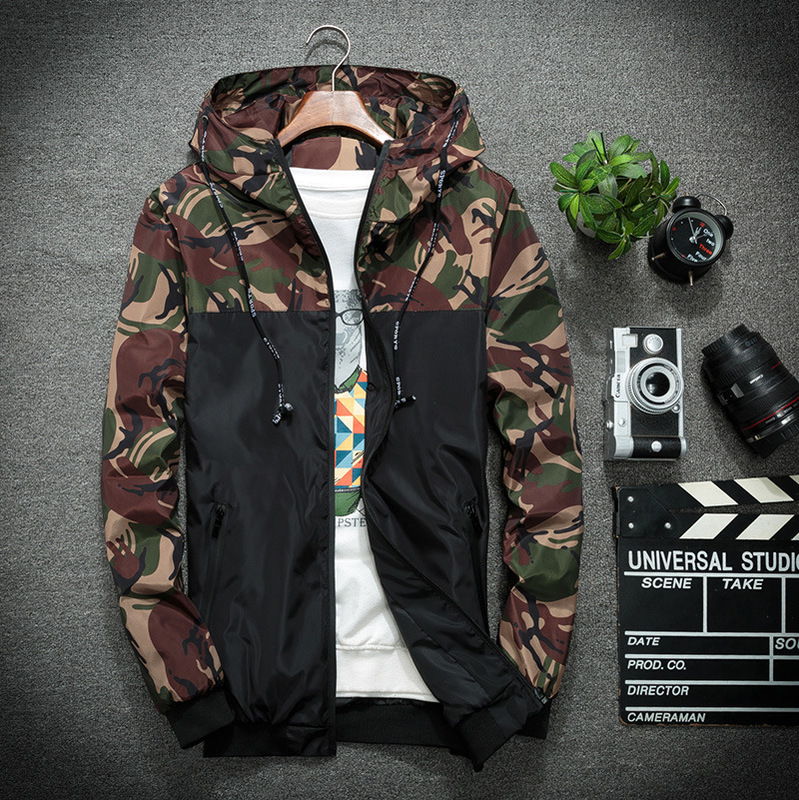 Spring and Autumn Men's Casual Sports Camouflage Jacket Korean-style Hong Kong-style Youth Color-block Trendy Fashion Windbreaker
