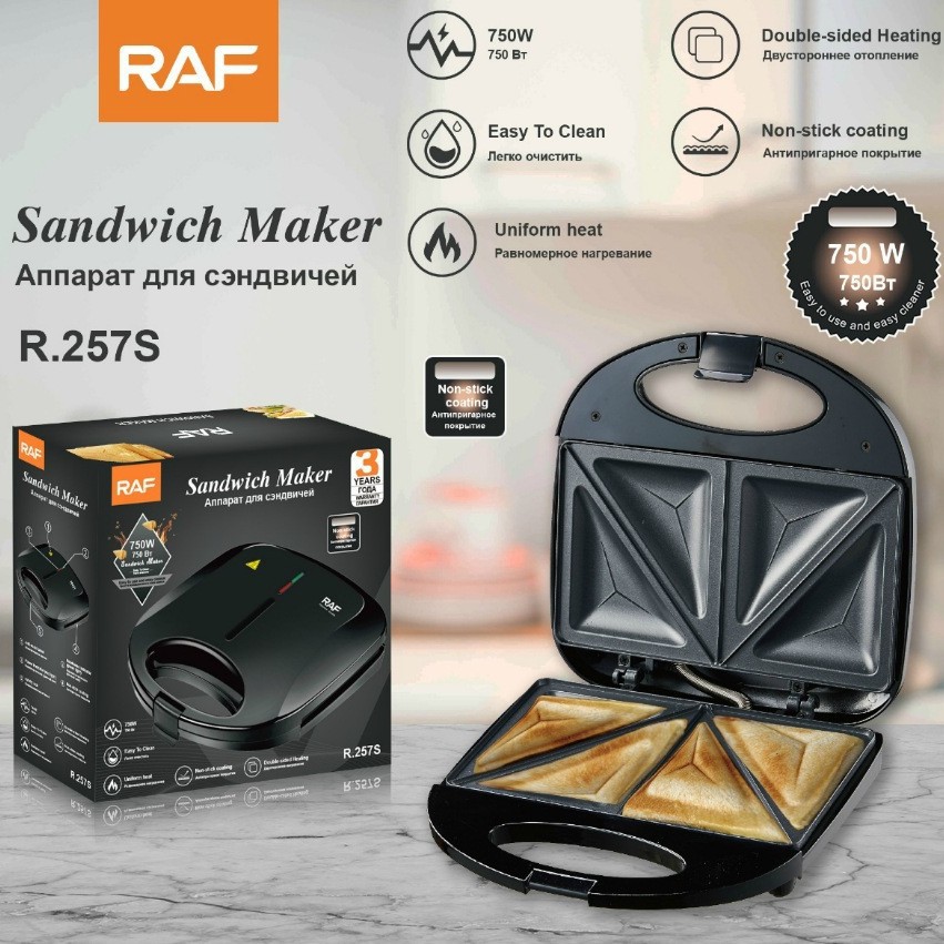 Raf European Standard Cross-Border Household Bread Baking Electric Cake Pan Sandwich Waffle Strip Portable Toaster R.257