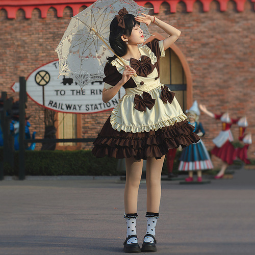 Japanese café maid dress, waitress dress, Lolita Western dress, Lolita dress, female servant performance costume