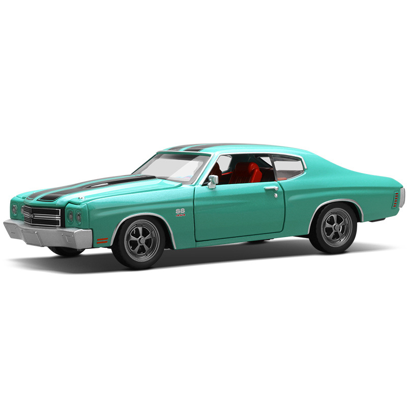 Auténtico autorizado 1: 24 Chevrolet Chevelle1970 modelo de aleación de automóviles sonoros y deslizantes decoración de personalidad para niños