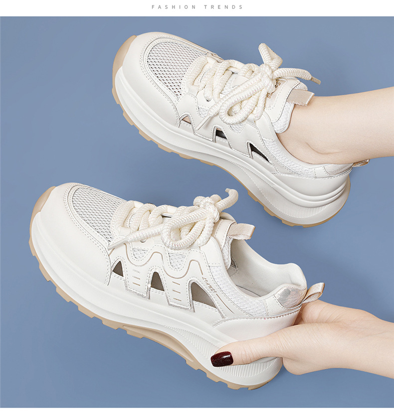 Giày sneaker nữ đế dày da thật thoáng khí kiểu dáng xu hướng mùa hè 2026, dép quai hậu khoét lỗ — 7218 mét xám, Màu mơ 7218 chi tiết 9