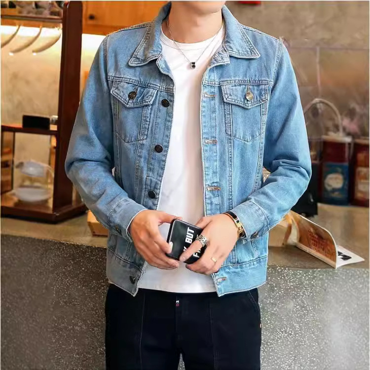 Spring and Autum Denim Jackets for Men, Motorcycle Jackets for Couples, Trendyy Youth Student Men's Clothing, Korean Style Slim-Fitting Tops and Jackets Spring and Autum Denim Jackets for Men, Motorcycle Jackets for Couples, Trendyy Youth Student Men's Clothing, Korean Style Slim-Fitting Tops and Jackets