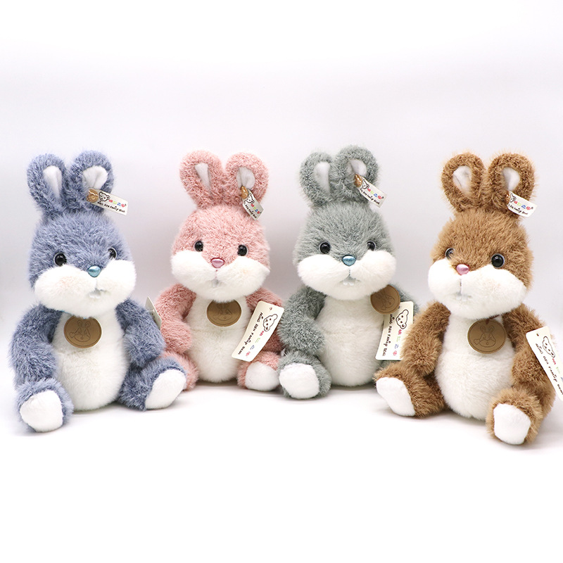 厂家新款四色可爱挂牌小兔子毛绒玩偶儿童安抚软萌小兔子毛绒玩具