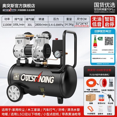 Air Compressor industrial-grade, oil-free, small - energy-efficiency-220v100-models-available-30l-1100w-standard-configuration-spring-tube-80m-hose-package-1st-energy-efficiency-class-dual-cylinder-2nd-energy-efficiency-class