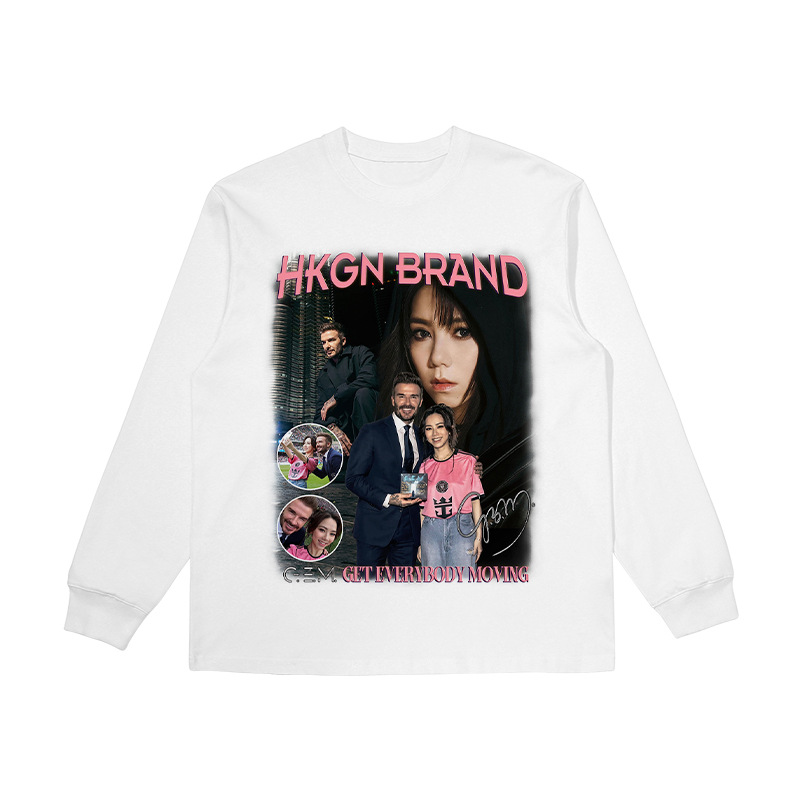 Deng Ziqi Beckham impresa camiseta de manga corta de cuello redondo suelta estrella de moda de fútbol