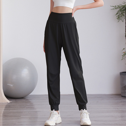 Autumn and winter nylon high-waisted yoga sports trousers for women, loose slimming casual running training fitness leggings sweatpants