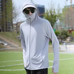 アイスシルク大きいサイズの日焼け防止服男性用 100kg 軽くて通気性のある夏プラスサイズ日焼け防止服男性用ファットジャケット