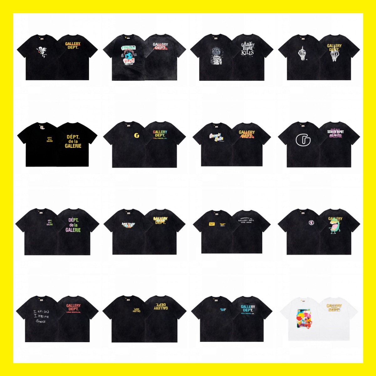 Großhandel GALLERY DEPT Waschen und machen alte kurz ärmel ige schöne trend ige Retro-Schädel druck Paar tragen lose T-Shirt Sommer