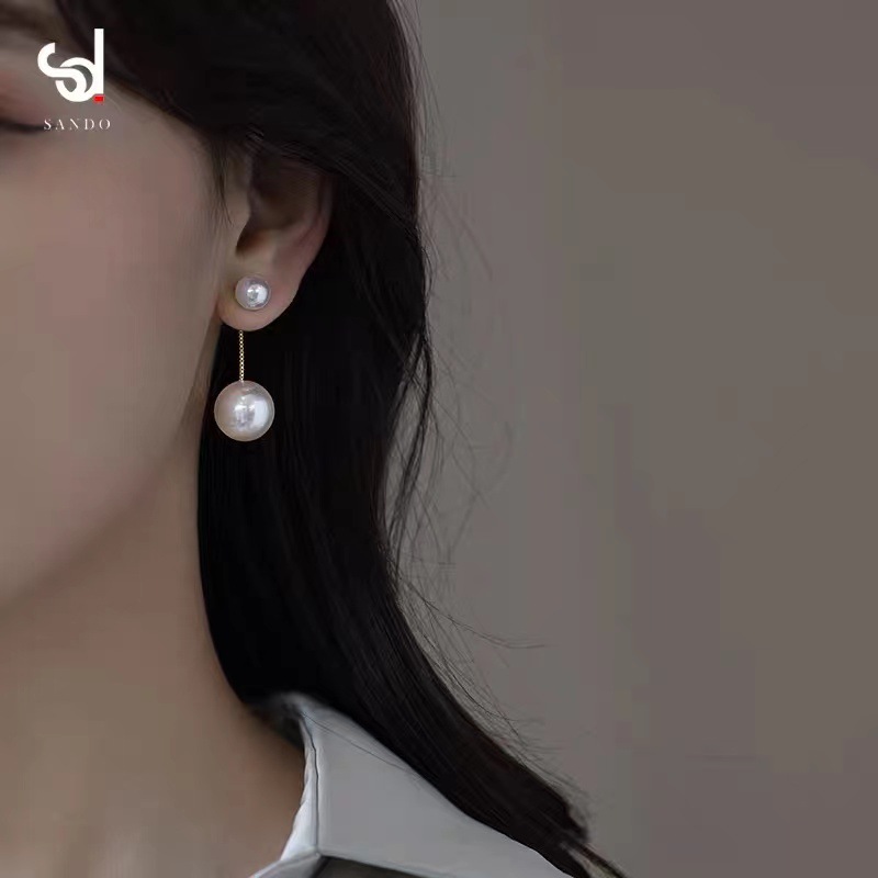 APair Of Two-wear Pearl Earrings,French Style,Simple And Versatile Pearl Earrings,Front And Back Wear,Sweet And Elegant Earrings