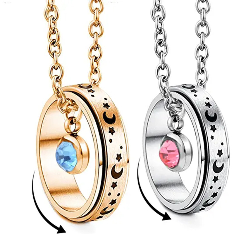 Fashion Star Titanium Steel Inlay Zircon Pendant Necklace 1 Piece