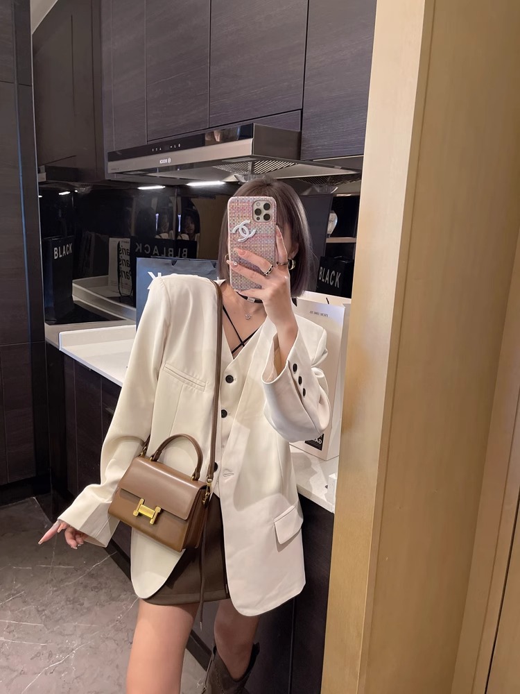 Túi xách vuông nhỏ thời thượng đeo chéo dây xích — Màu đen cổ điển, Cà phê Trung cổ, Xám than chì, Màu đỏ rượu chi tiết 23