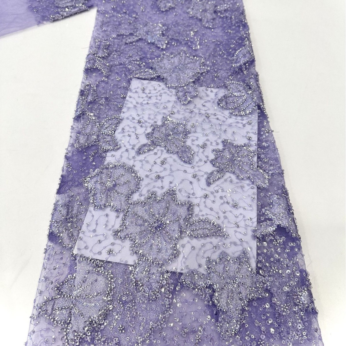 Tejido estereoscópico de hojas sequin de perlas bordado de tela vestido de boda de moda vestido de cena vestido de ropa infantil