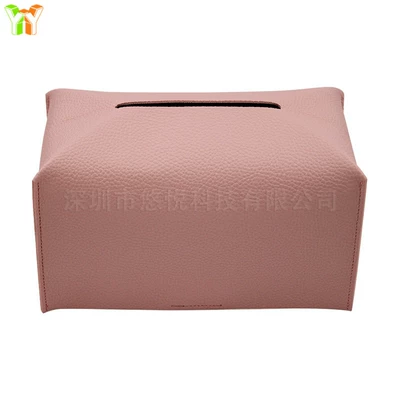 Car tissue box/set: creative car paper box square - leather-pink-large