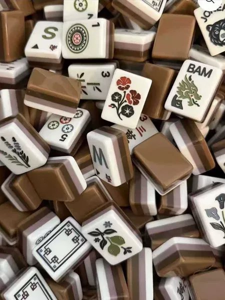 American-Style Mahjong Tiles No. 32, Acrylic, 4-Layer, Brown Bear Design, 160 Tiles, for Home Use, Hand-Crafted, Gift-Giving, Mahjong in Stock