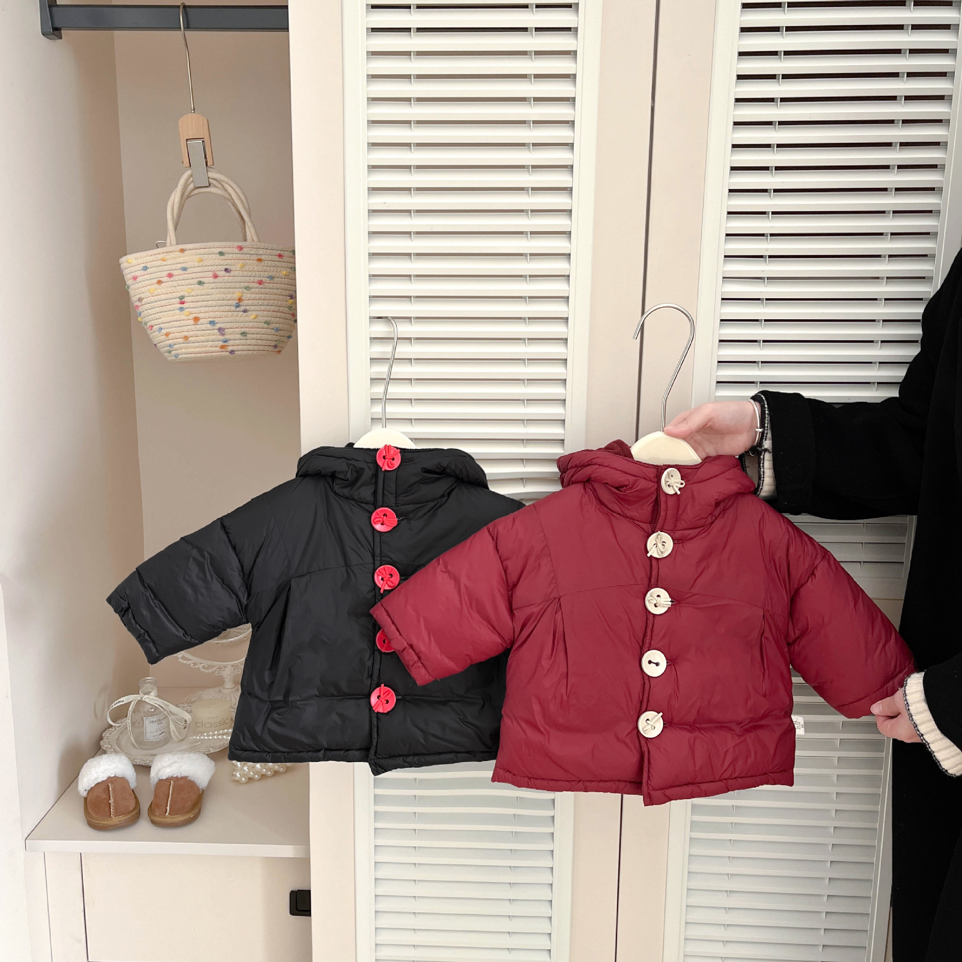 Bebé rojo de Año Nuevo, ropa de invierno para bebés, ropa de invierno para niños, ropa de algodón con capuchón de invierno
