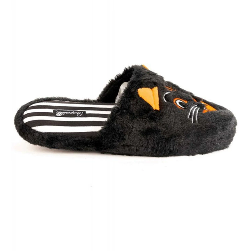 Лучшие продажные ворсистые тапочки Furry Jinx The Cat Slippers на Хэллоуин Furdy Несчастливая кошка тапочка