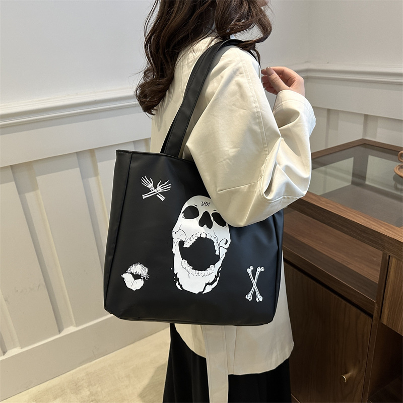 2024 nueva bolsa de estudio de dibujos animados de gran capacidad simple bolsa de compras de la serie de bosques bolsas de hombro blancas