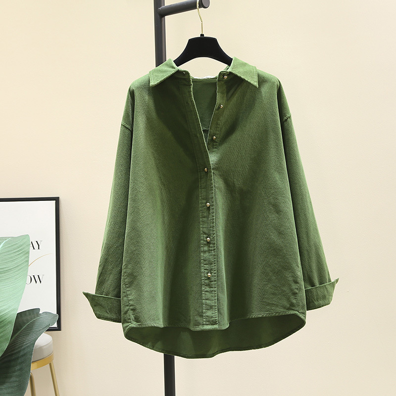 Thickened corduroy shirt for women's coat 2025 autumn and winter new Korean style loose long-sleeved layered shirt top for women